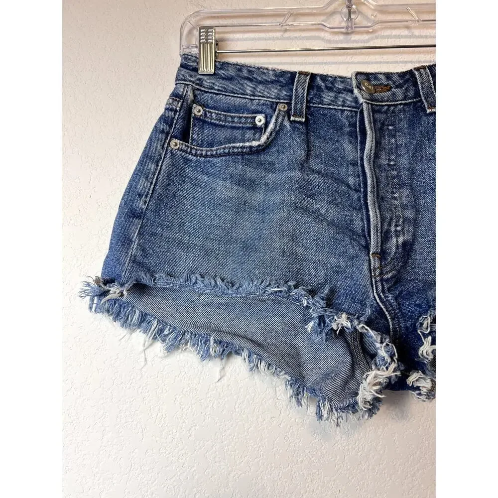 Reformation Blue Denim Cut-Off Shorts Size 27
